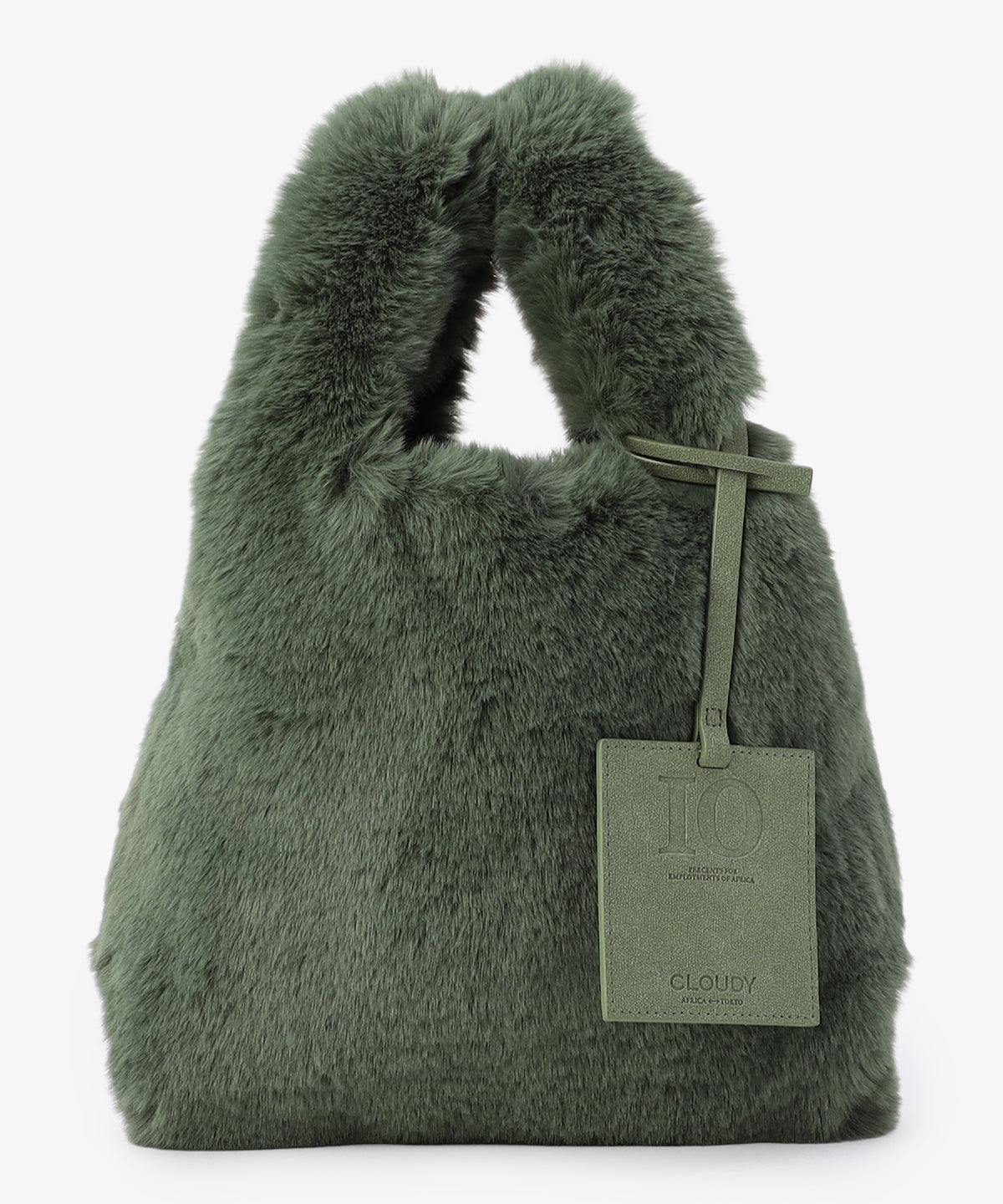 CLOUDY エコファーコンビニバッグ グレー　ボルドー　M CLOUDY エコファーコンビニバッグ グレー ボルドー M