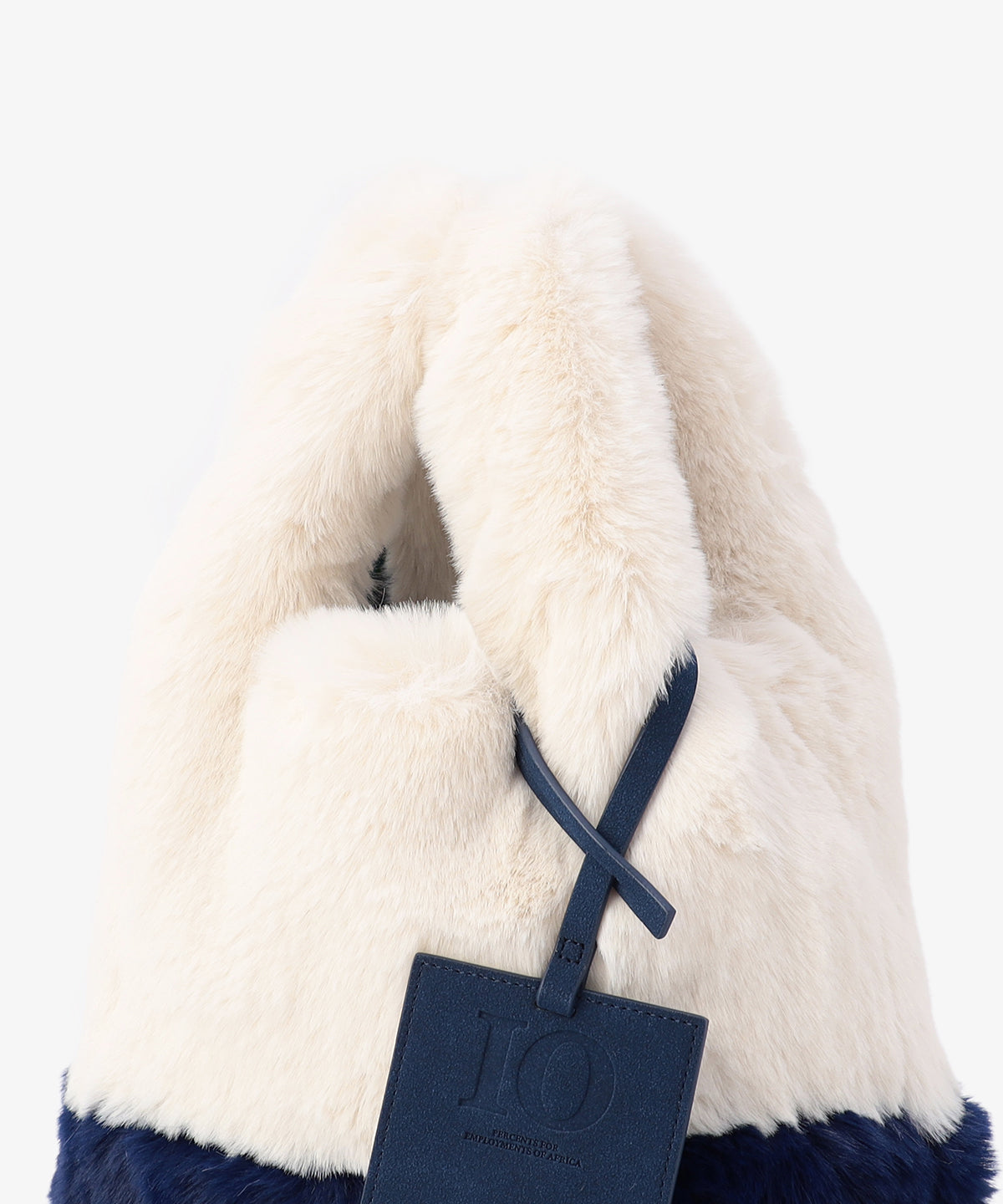 エコファーコンビニバッグ　OFF WHITExNAVY