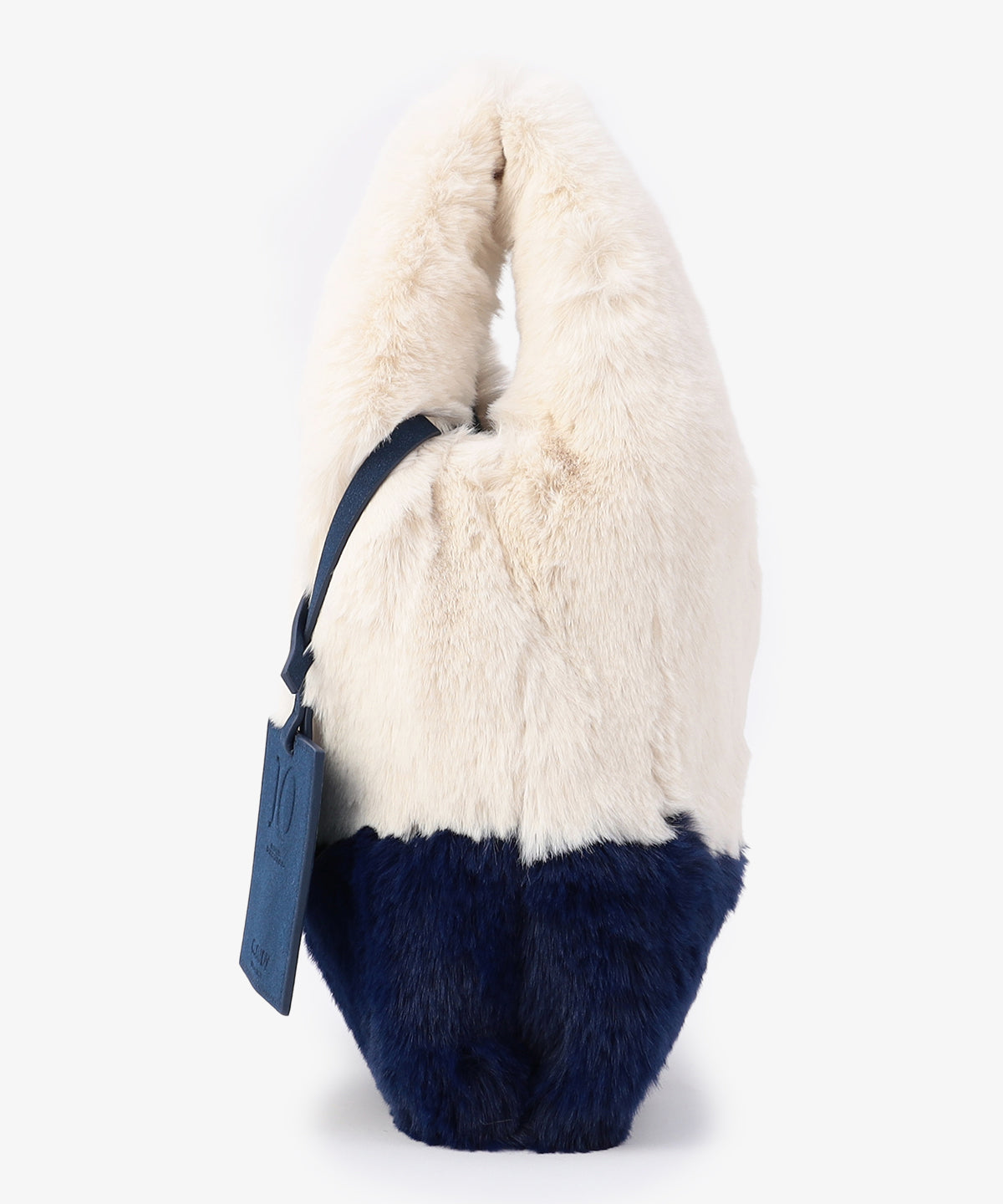 エコファーコンビニバッグ　OFF WHITExNAVY