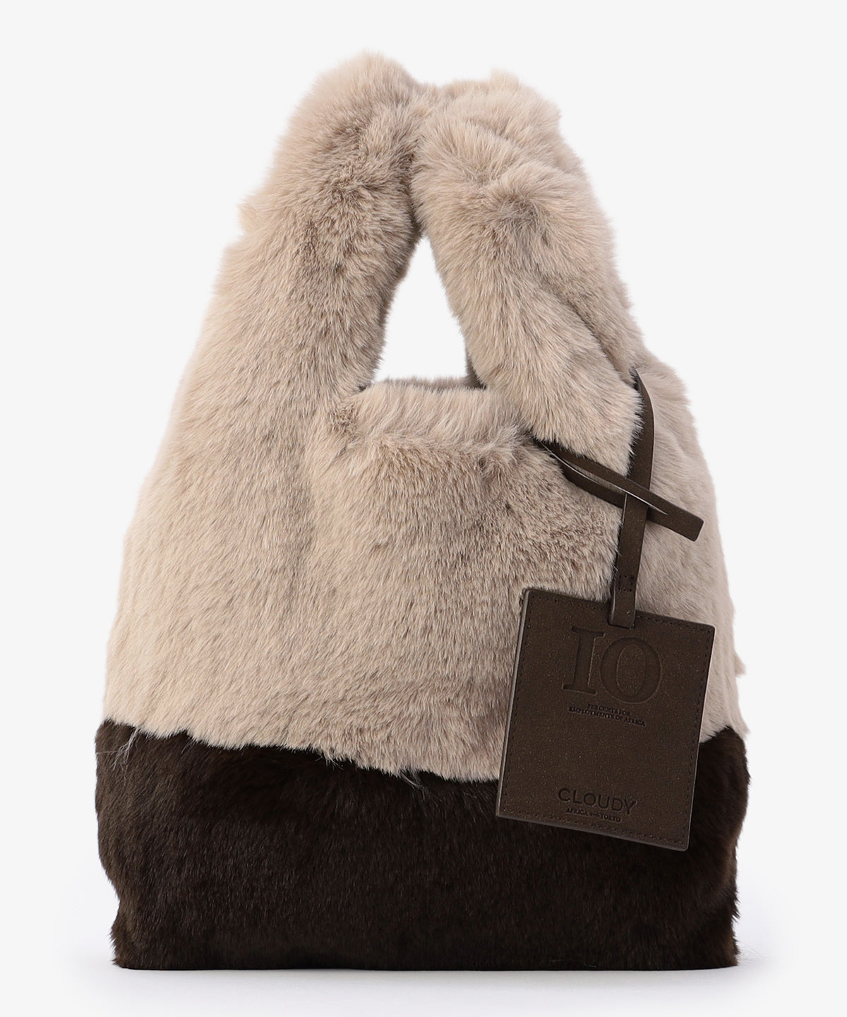 エコファーコンビニバッグ　BEIGExBROWN