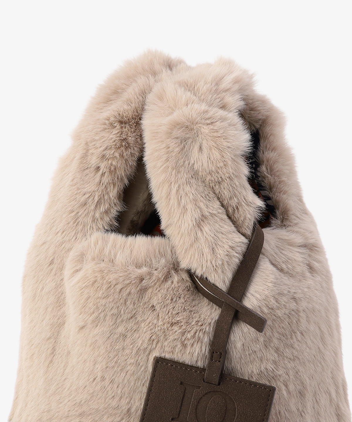 エコファーコンビニバッグ　BEIGExBROWN