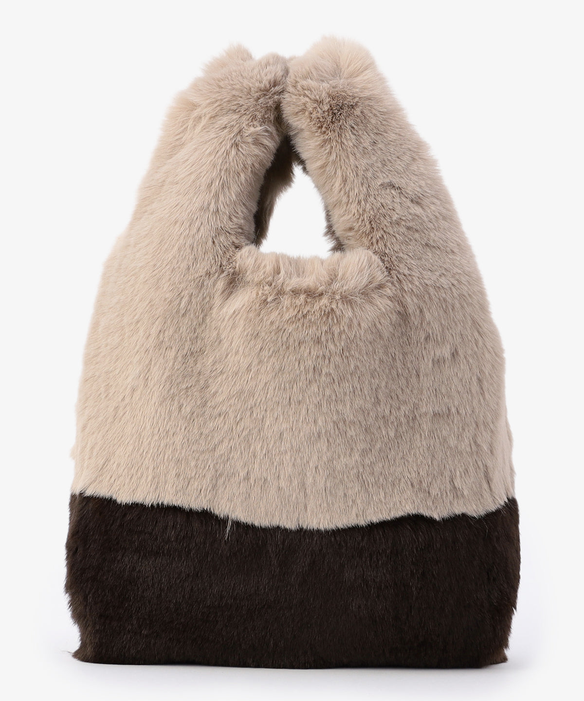 エコファーコンビニバッグ　BEIGExBROWN