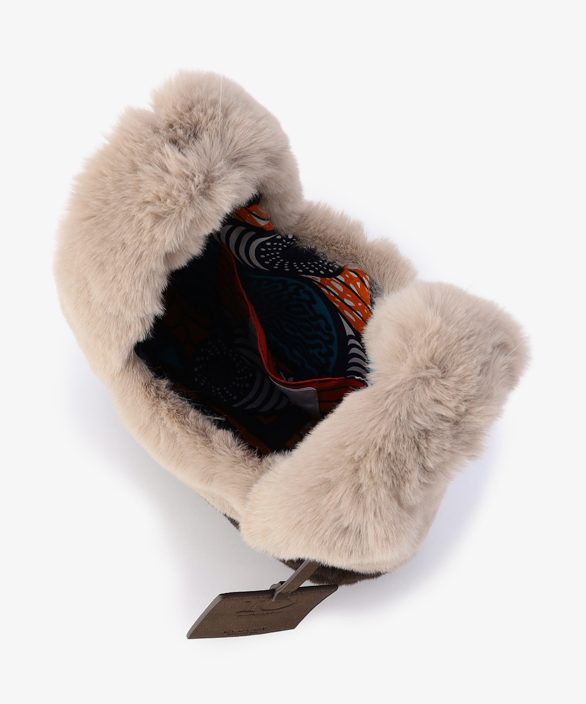 エコファーコンビニバッグ　BEIGExBROWN