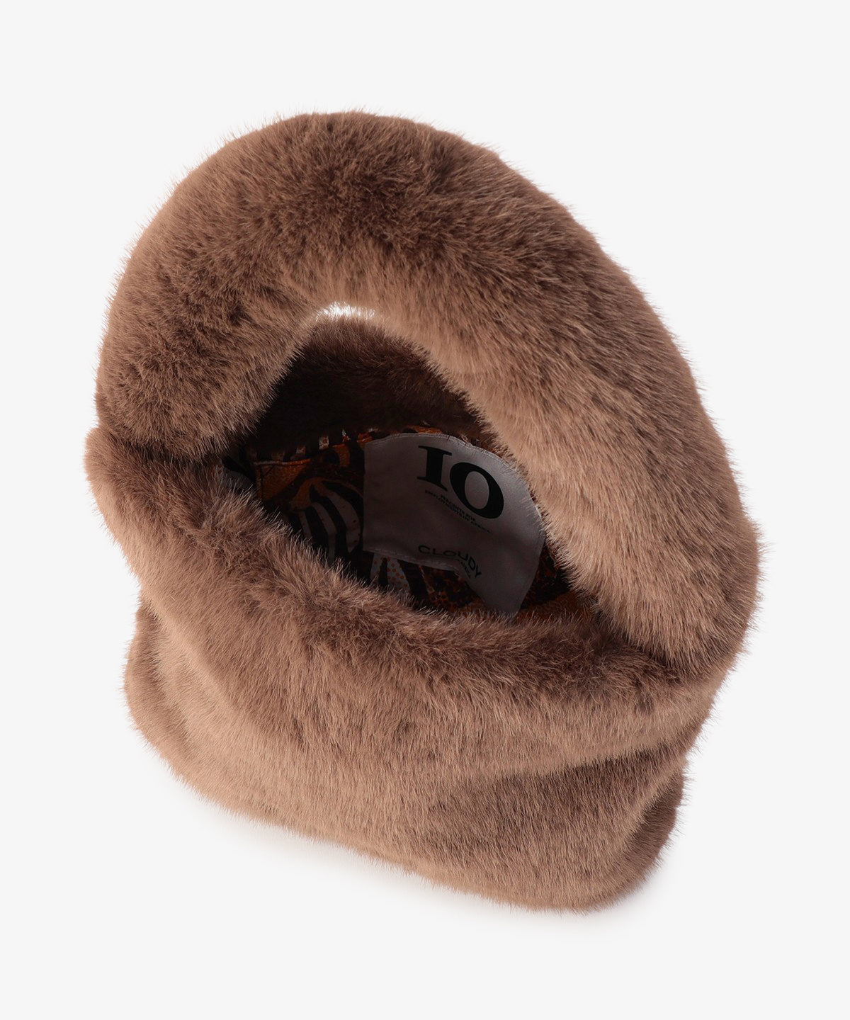 ラウンドハンドルファーバッグ　BROWN