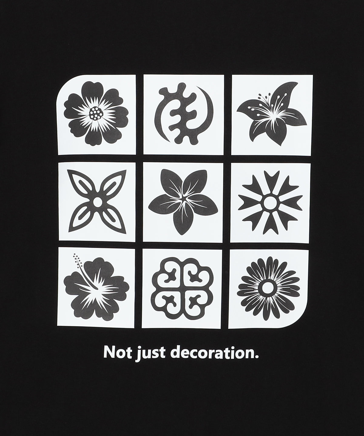 Lunch T-shirts flower and adinkra  BLACK
