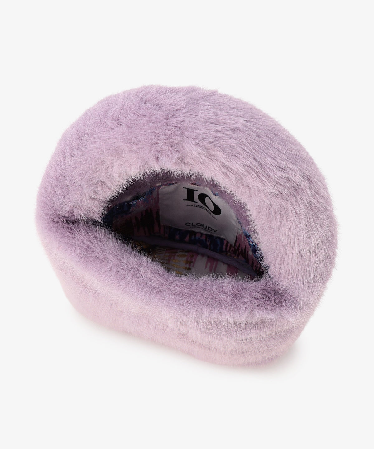 ラウンドハンドルファーバッグ　PURPLE