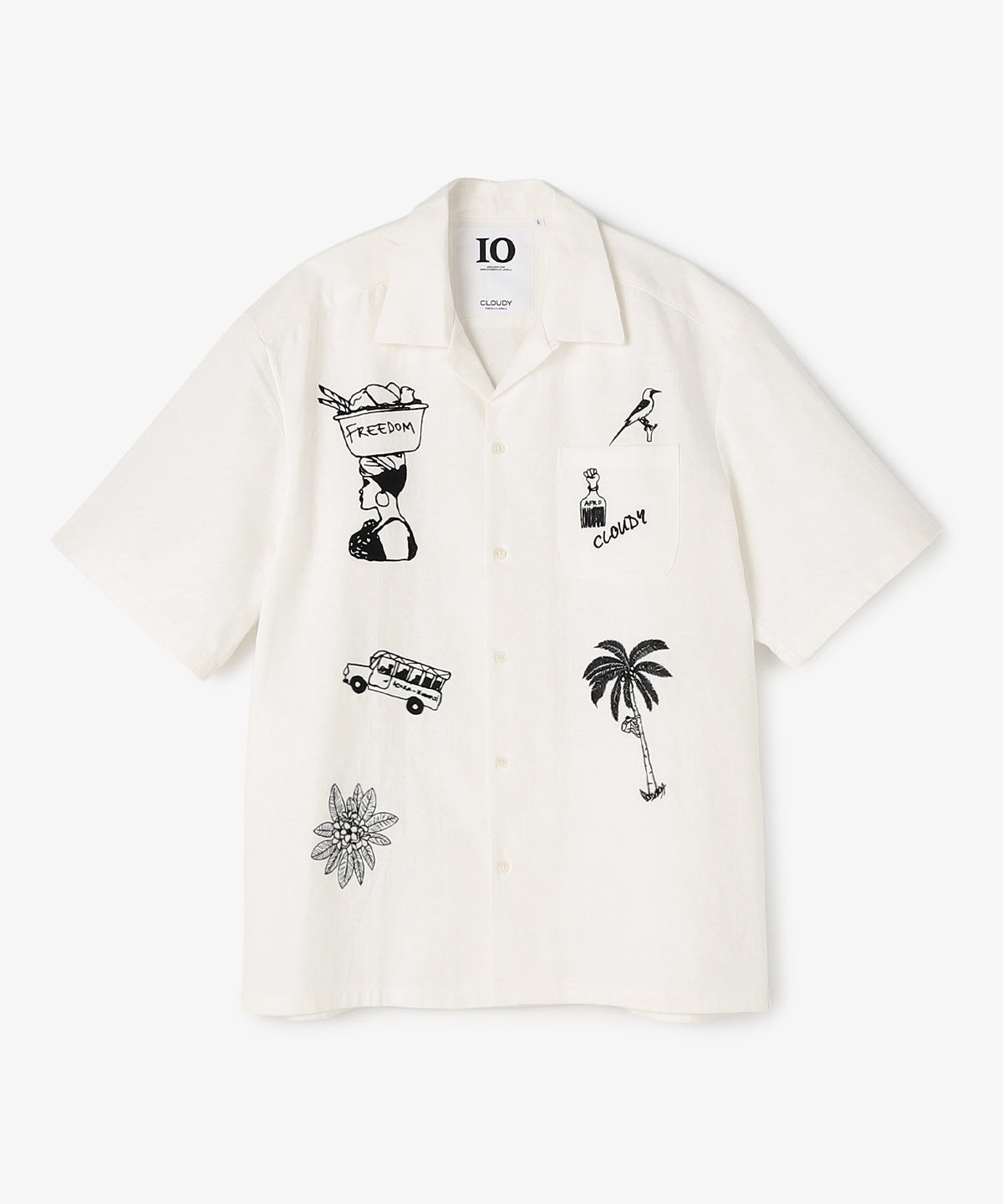 刺繍半袖シャツ OFF WHITE