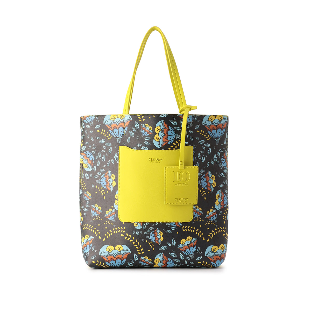 Fake Leather Printed Tote Bag (Large) YELLOW| バッグ | CLOUDY 