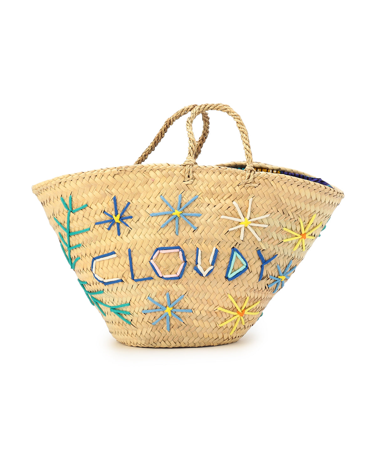刺繍 Doum Basket BLUE