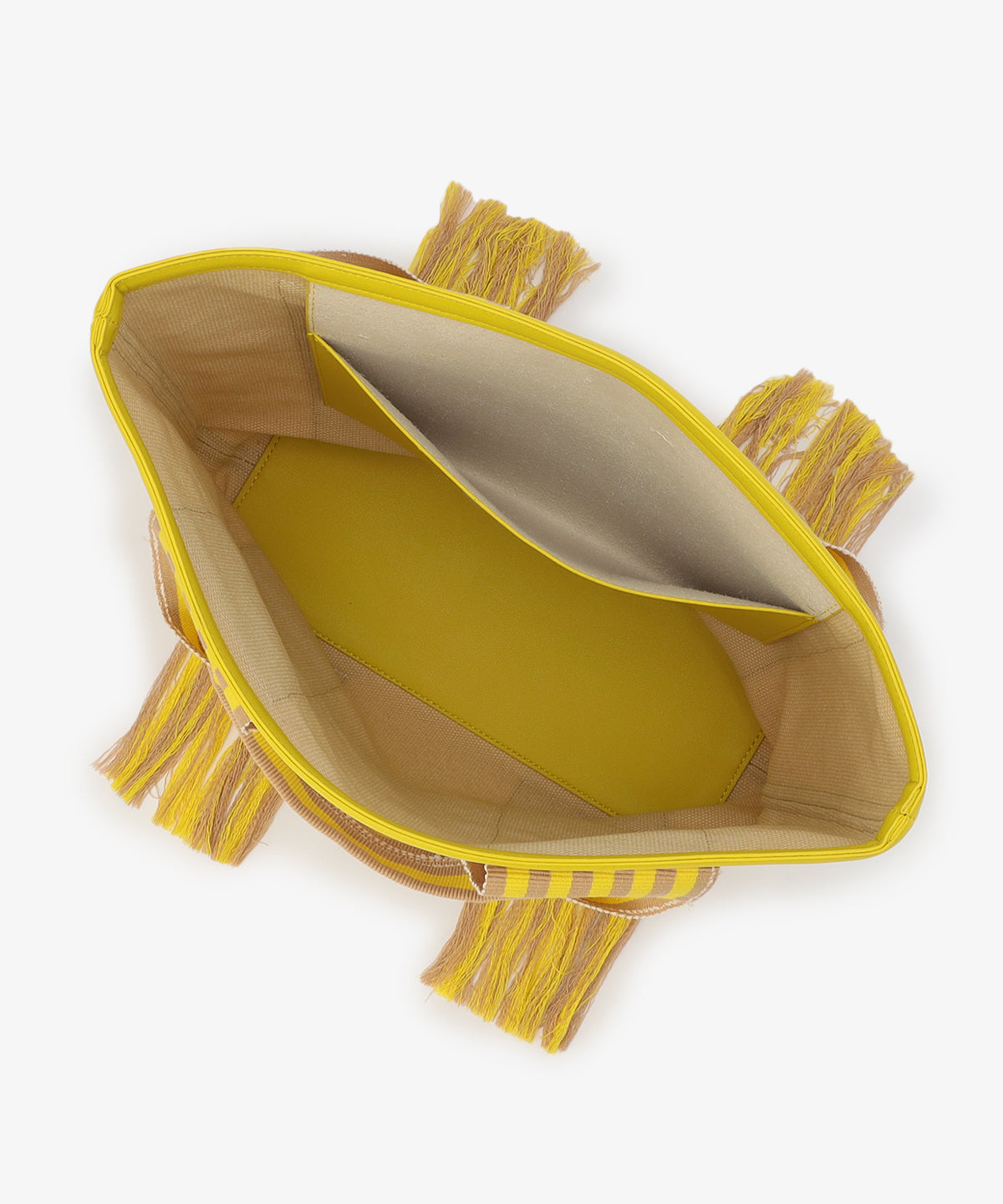 フリンジケンテキャンバストート（Mサイズ）YELLOW×BEIGE