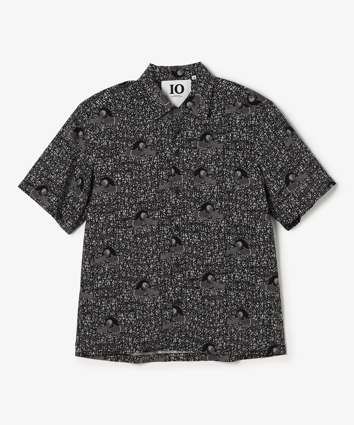 PLEATS PLEASE 半袖シャツ 魚プリント ブラック 黒 スリット入り プリント半袖シャツ BLACK
