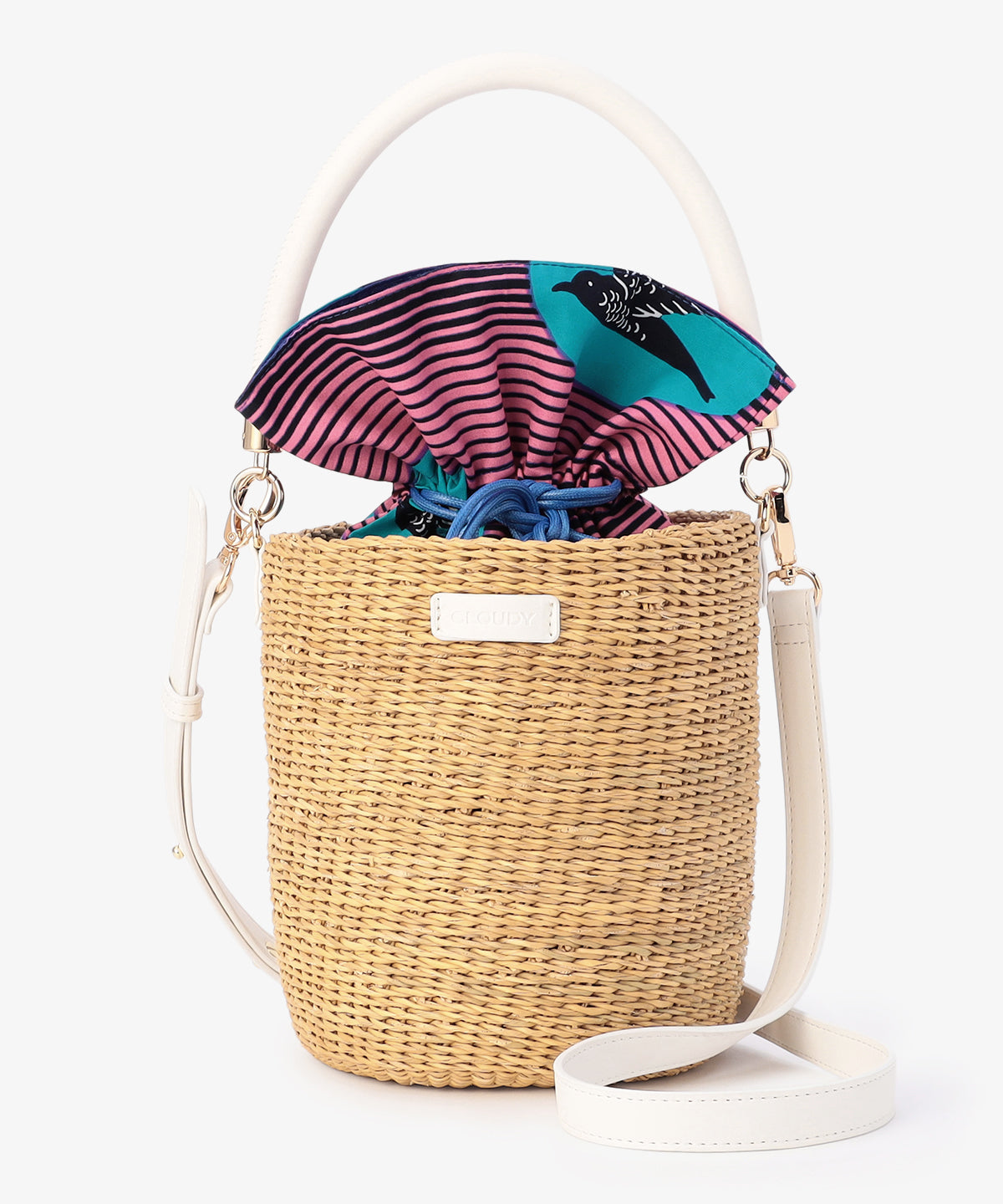 2way Hundle Tube Basket WHITE/NATURAL