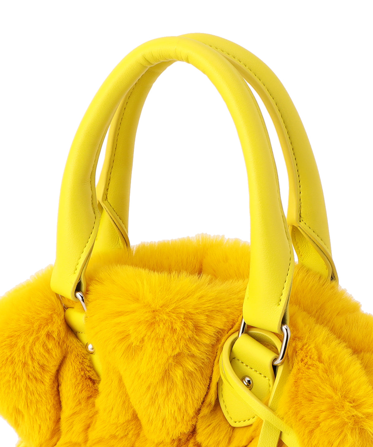 Eco Fur × Fake Leather Handle Bag YELLOW