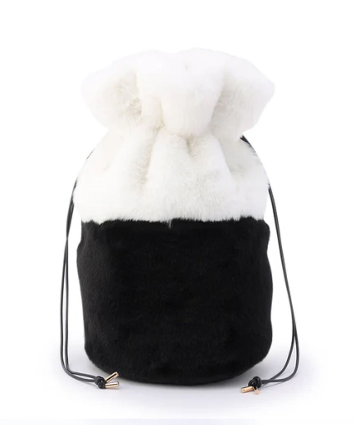 Eco Fur Drawstring Bag(Medium)WHITE×BLACK