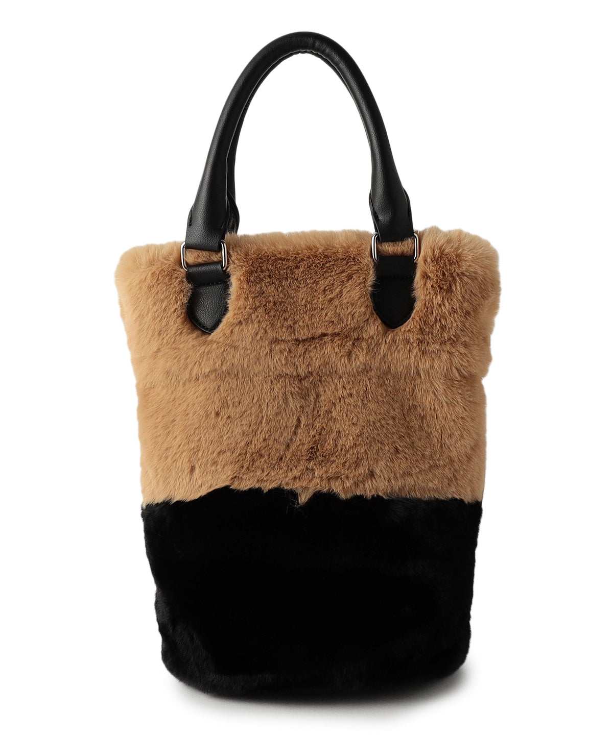 Eco Fur Drawstring Shoulder Bag BEIGE×BLACK