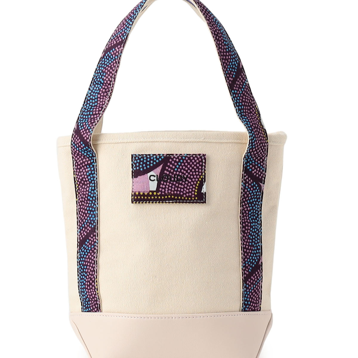 はんび　トートバッグ　ハンドメイド　ブラック　パープル テキスタイルハンドルトートバッグ パープル