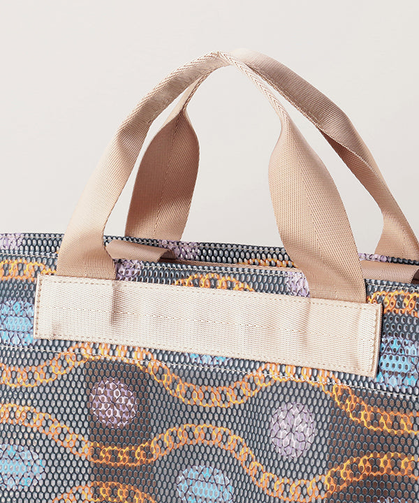 African Textile Mesh Tote Bag (Large) GREIGE