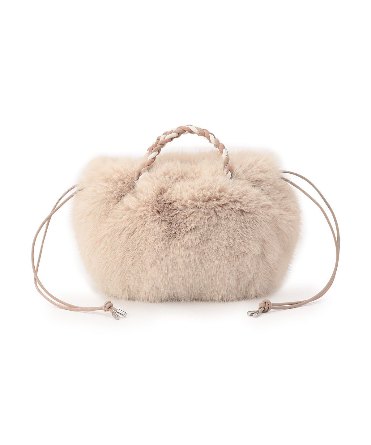 Long Fur Drawstring Bag BEIGE