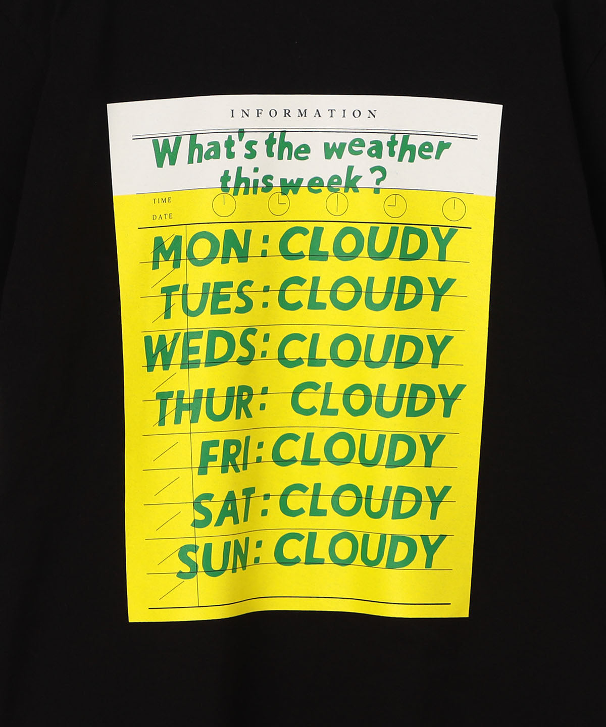 Lunch T-shirt WEEKLY WEATHER  BLACK