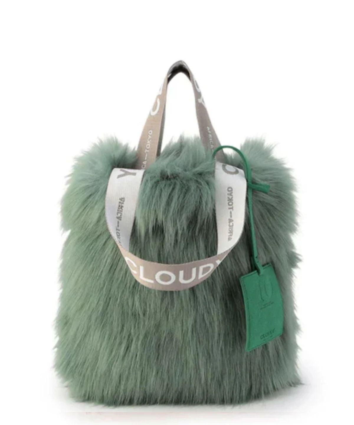 Logo handle Eco fur Tote Bag (small) E.GREEN