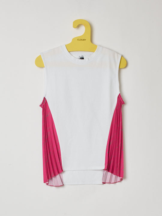 Sidepleated Cut&sew（sleeveless）WHITE × PINK