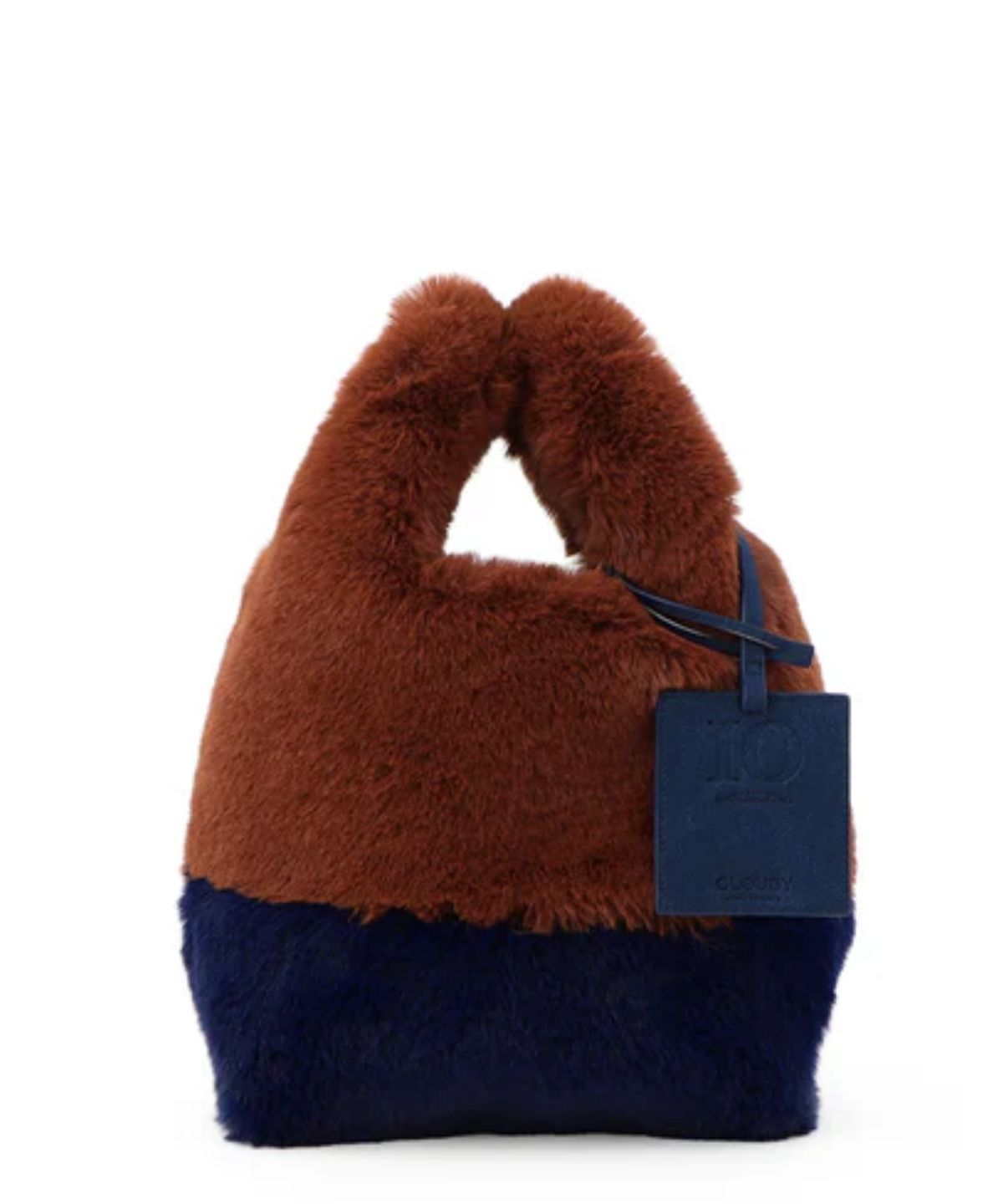 Eco Fur Convenience Bag (Small) BROWN×NAVY