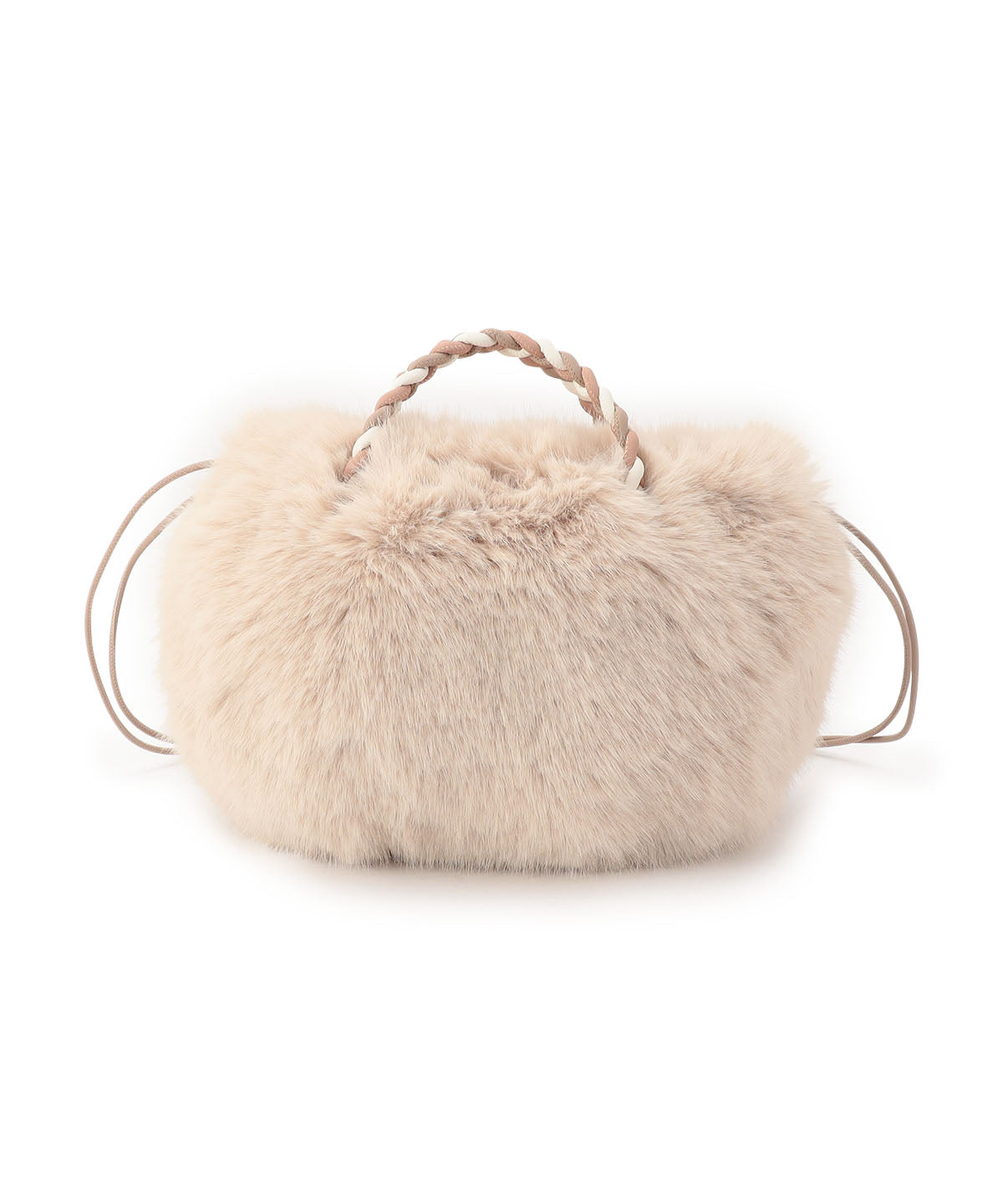 Long Fur Drawstring Bag BEIGE