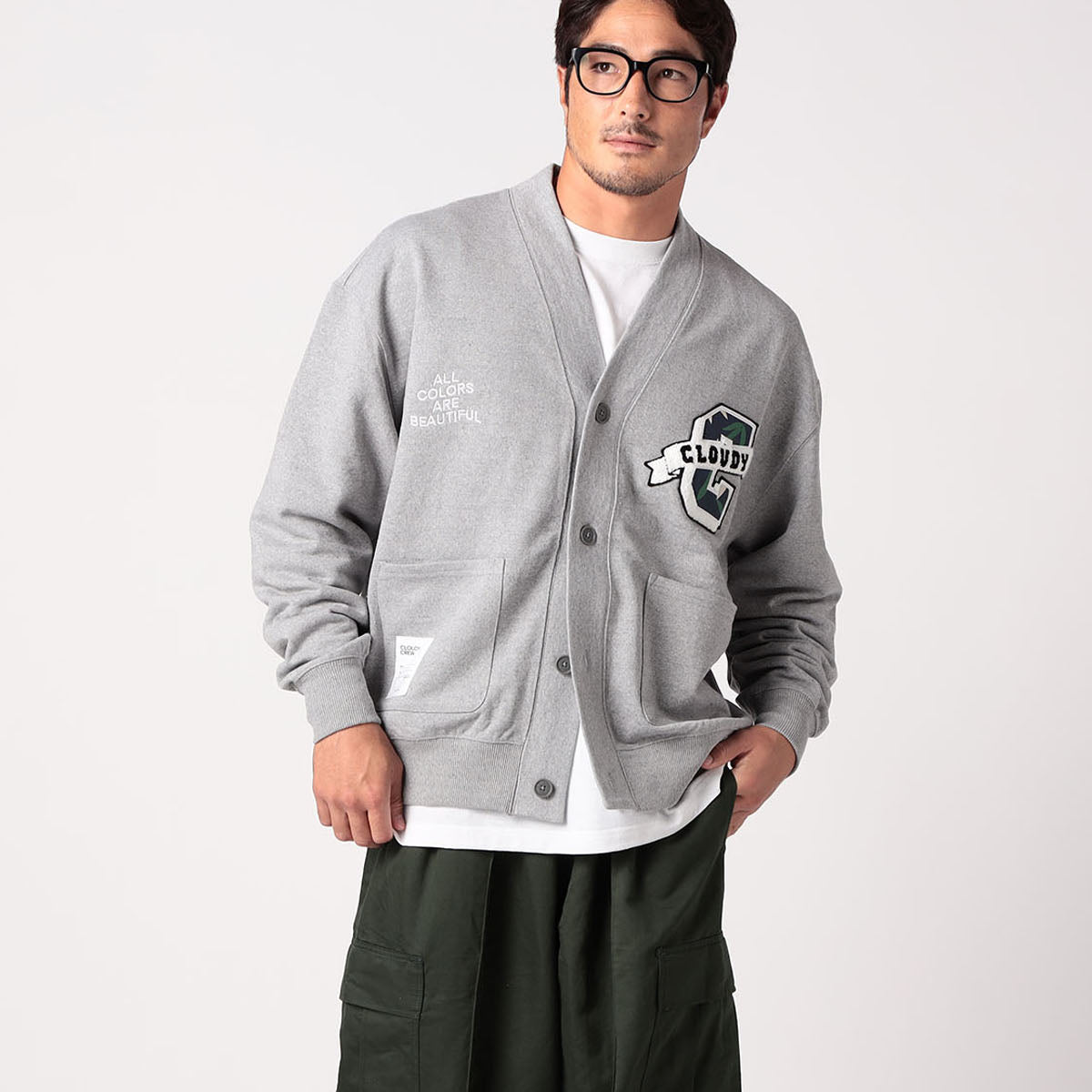 Sweat Cardigan Textile C GRAY