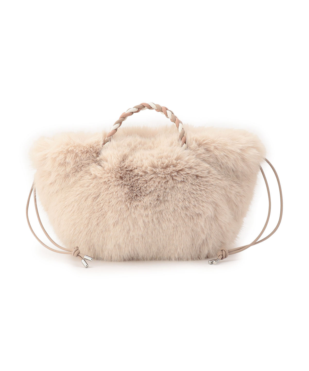 Long Fur Drawstring Bag BEIGE