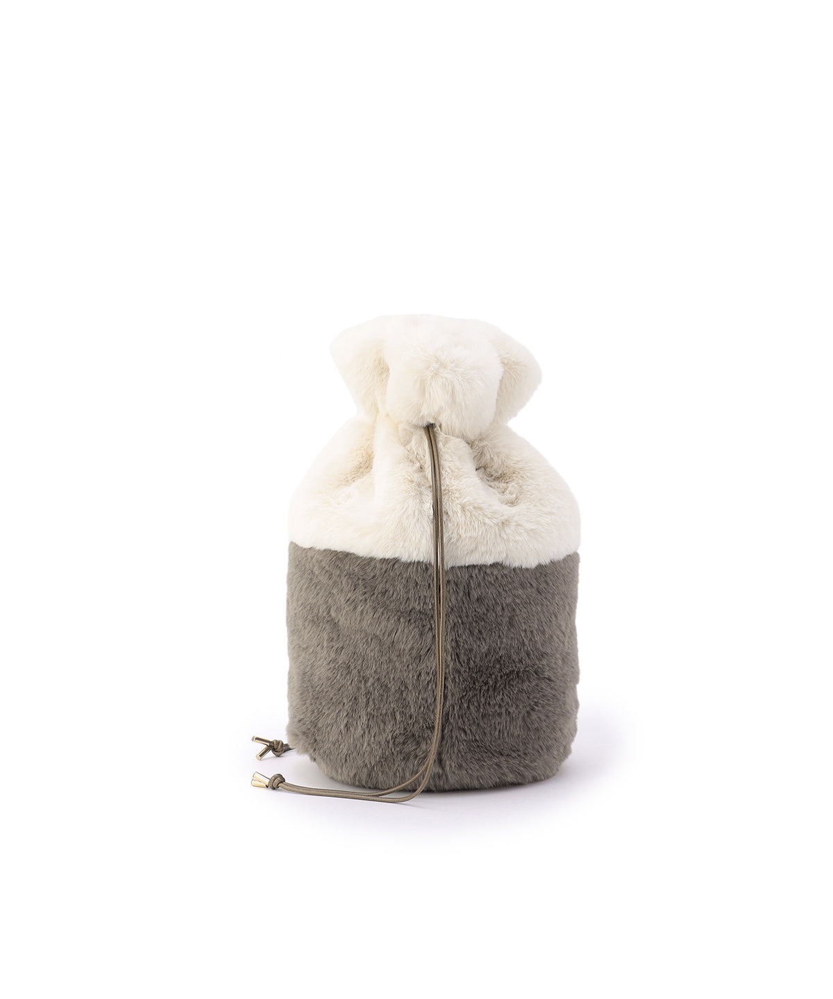 Eco Fur Drawstring Bag(Medium)OFF-WHITE×GREIGE
