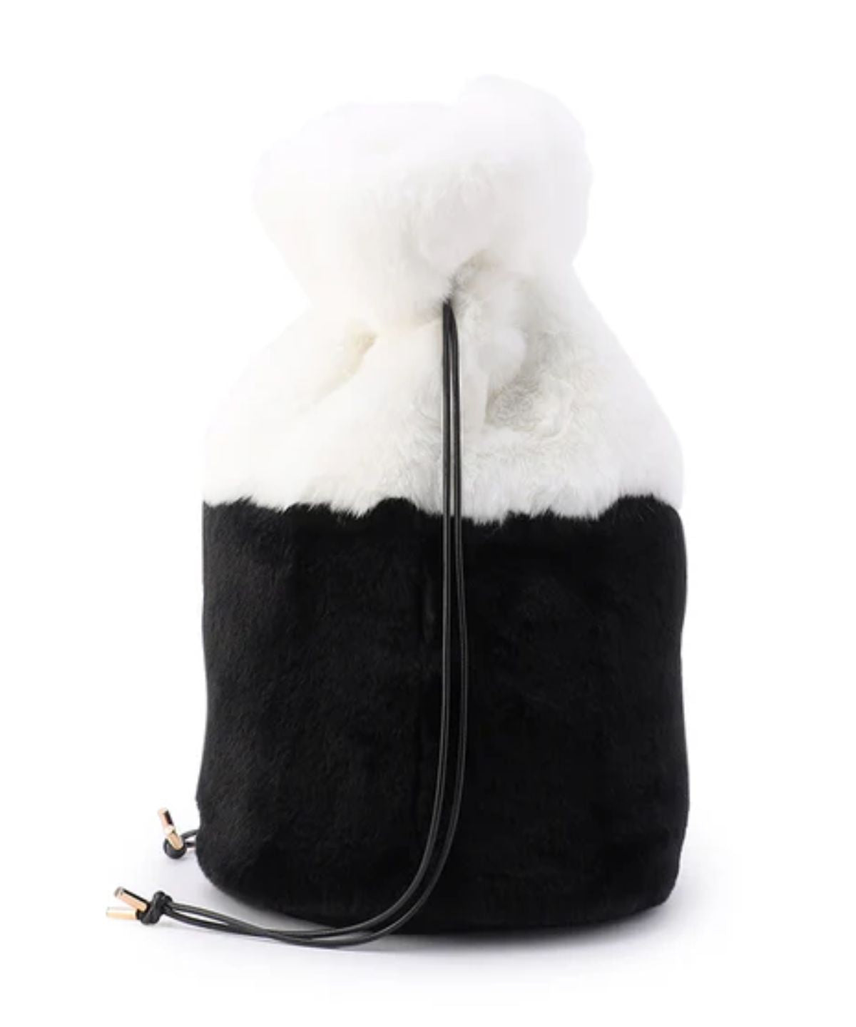 Eco Fur Drawstring Bag(Medium)WHITE×BLACK