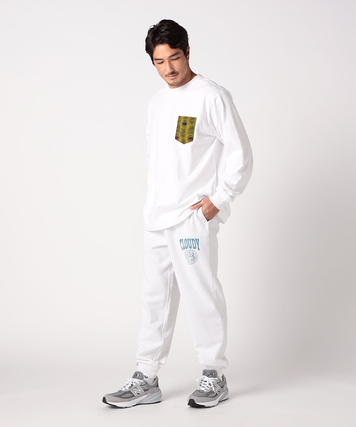 Long Sleeve Pocket T-SHIRTS 001 WHITE