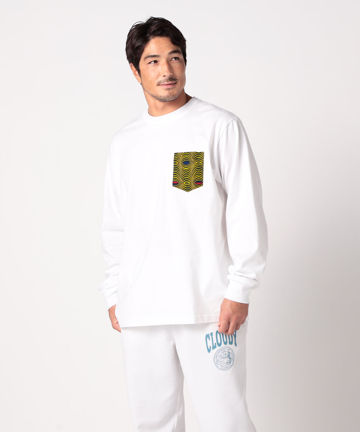 Long Sleeve Pocket T-SHIRTS 002 WHITE