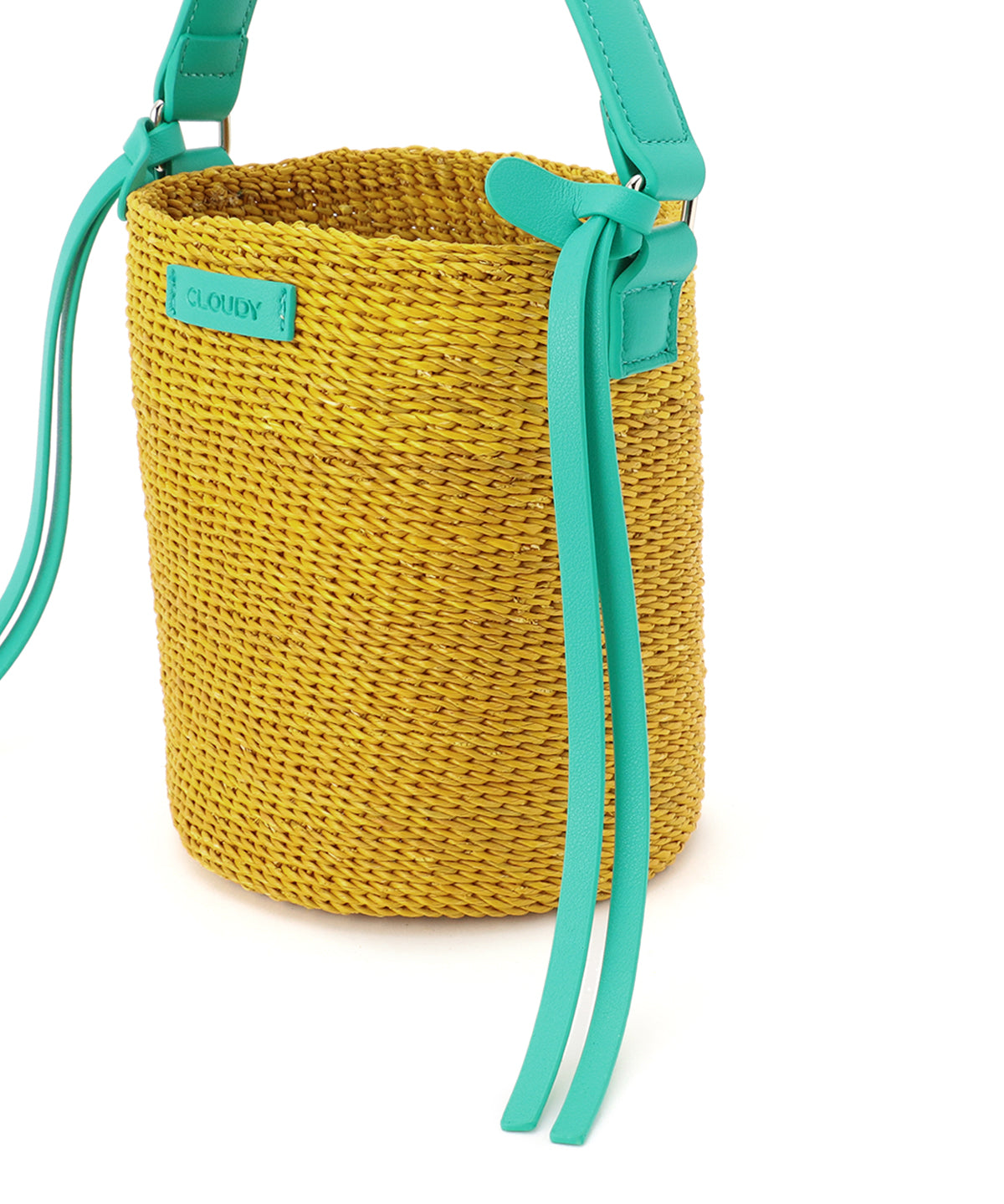 Fringed Handle Colored Tube Basket E.GREEN × YELLOW