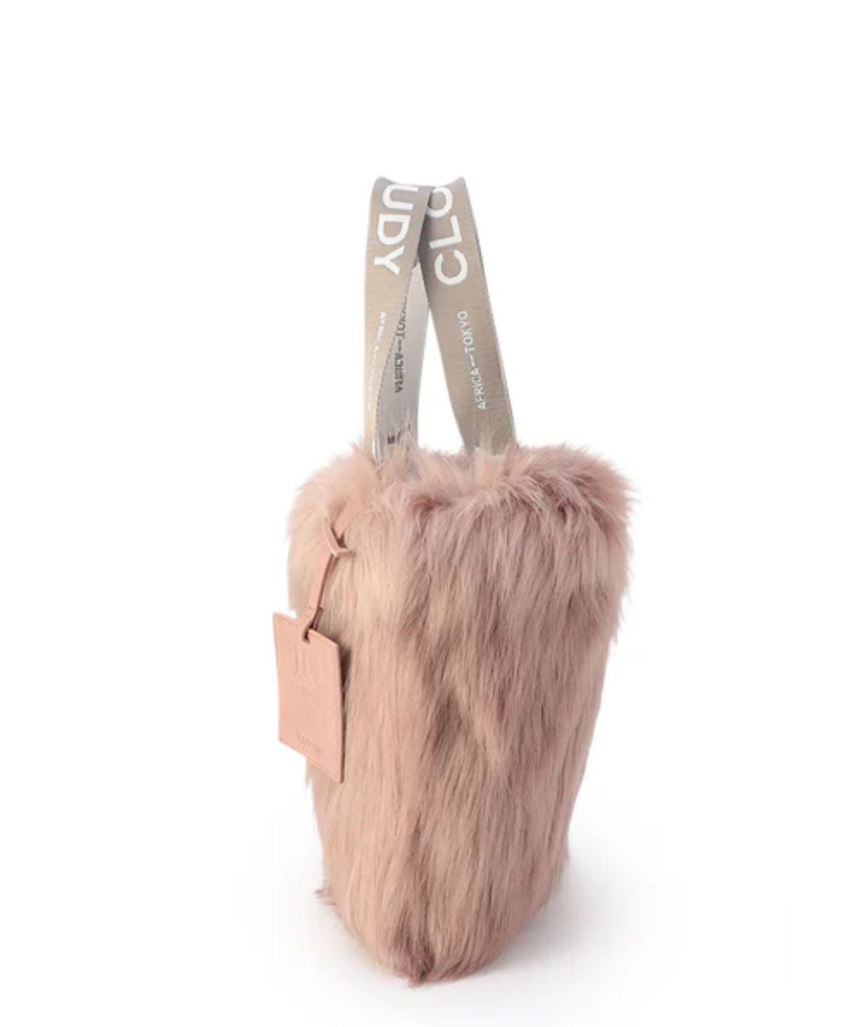 Logo handle Eco fur Tote Bag (small) PINKBEIGE