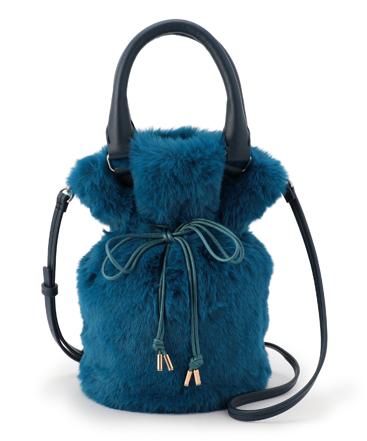 Eco Fur Drawstring Shoulder Bag E.BLUE