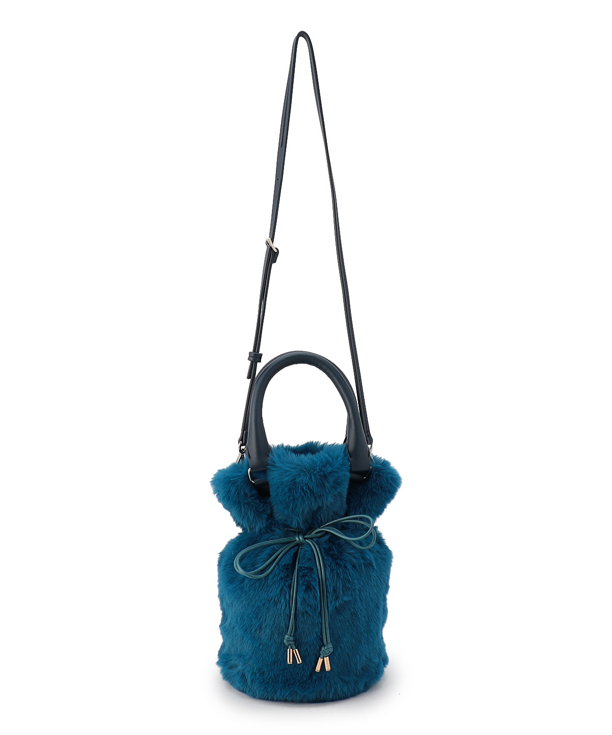 Eco Fur Drawstring Shoulder Bag E.BLUE