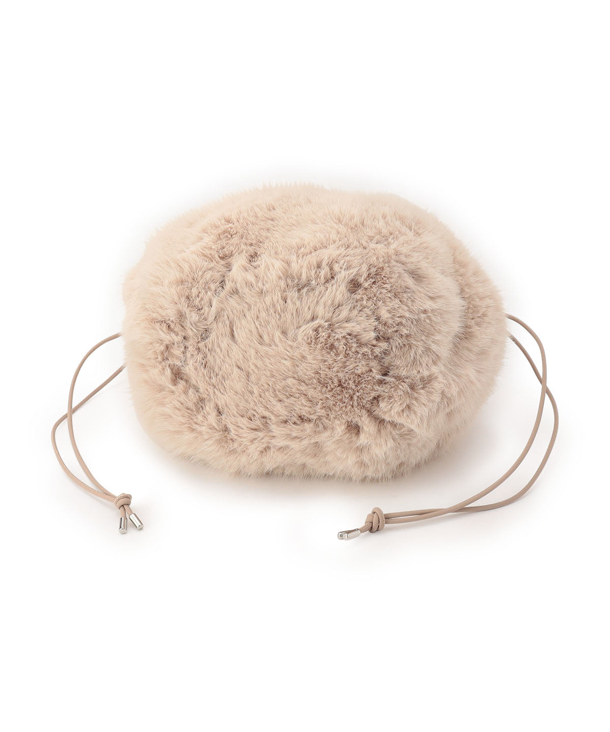 Long Fur Drawstring Bag BEIGE