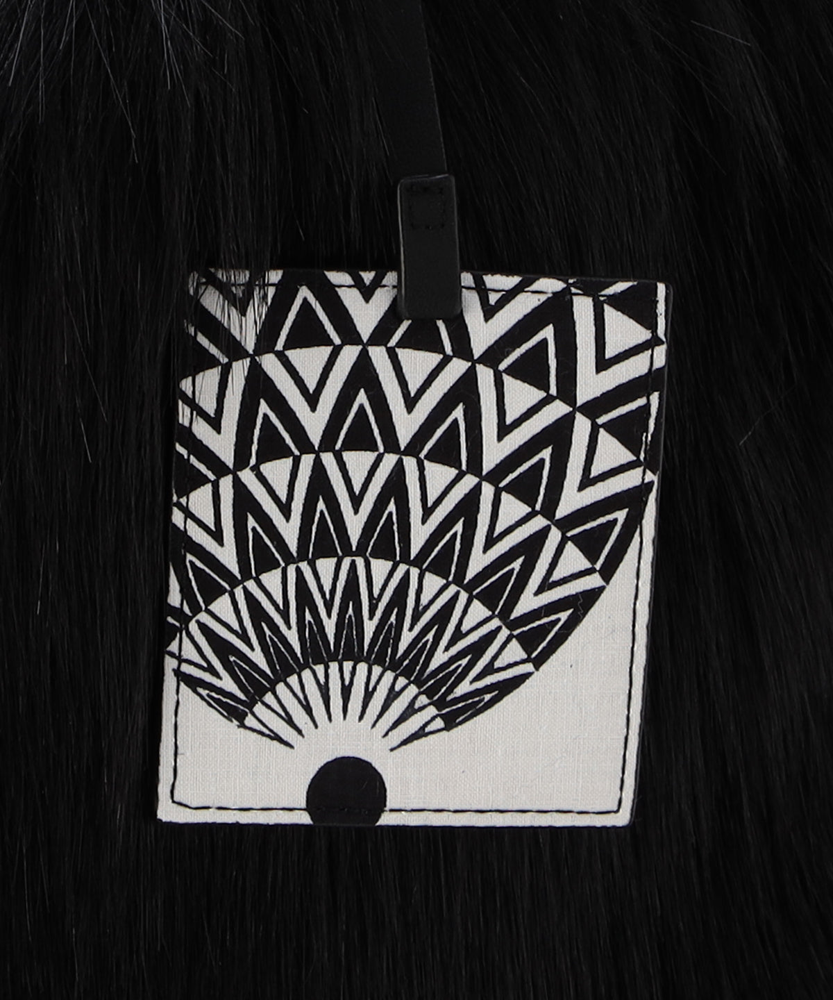 Logo handle Eco fur Tote Bag (Large) BLACK