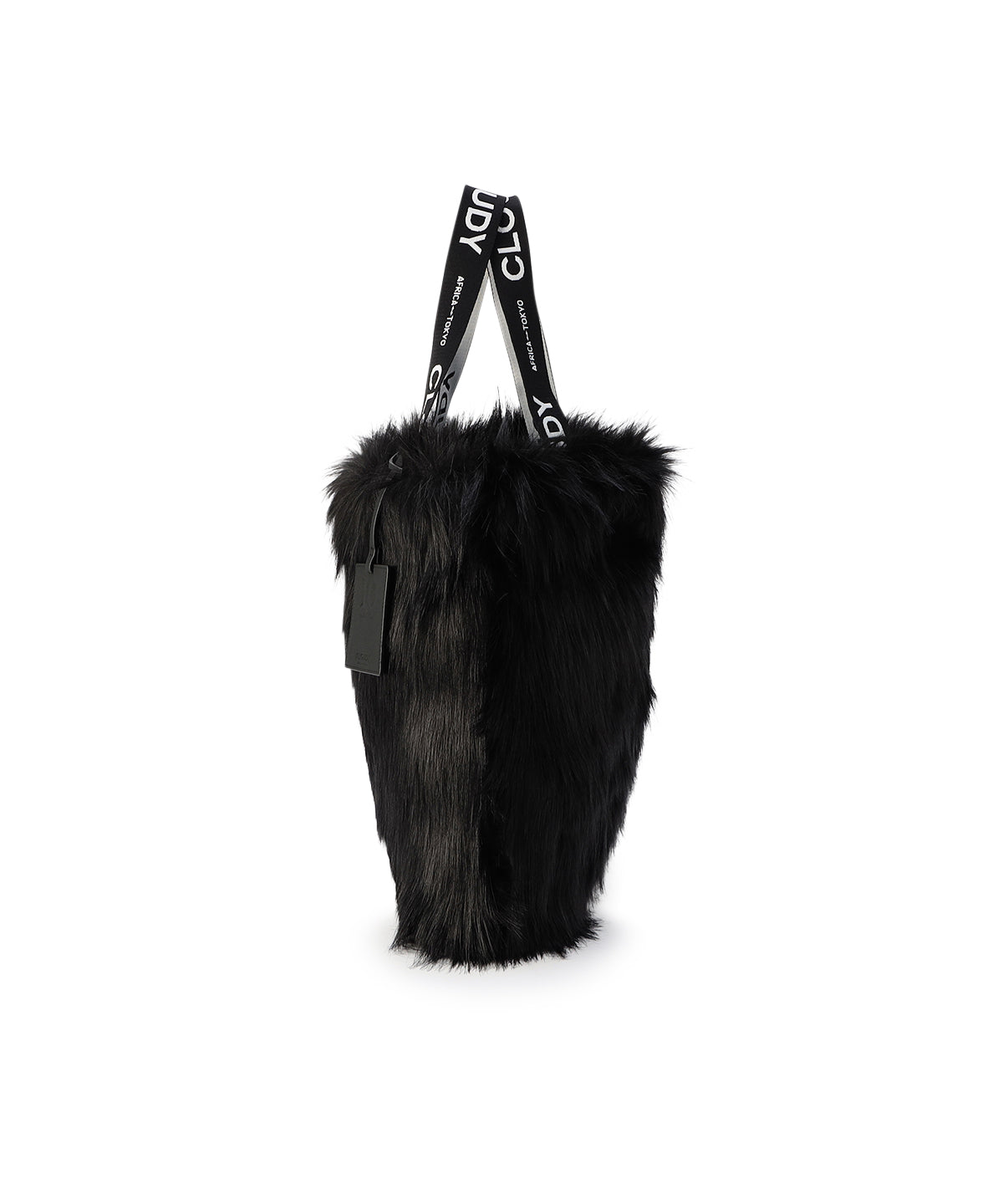 Logo handle Eco fur Tote Bag (Large) BLACK