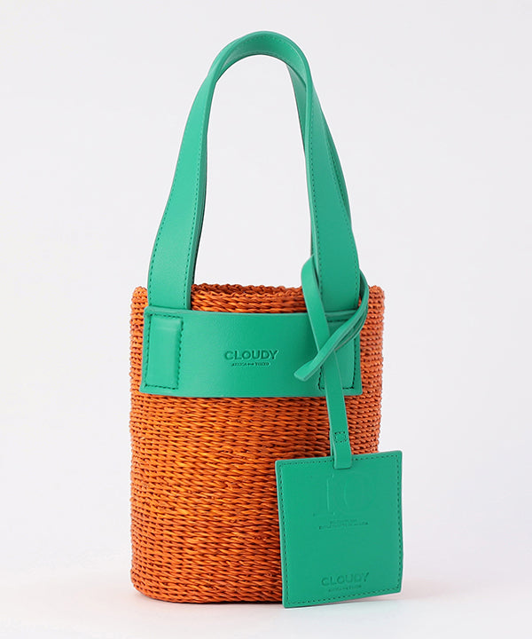 Tube Colored Basket × Fake Leather E.GREEN