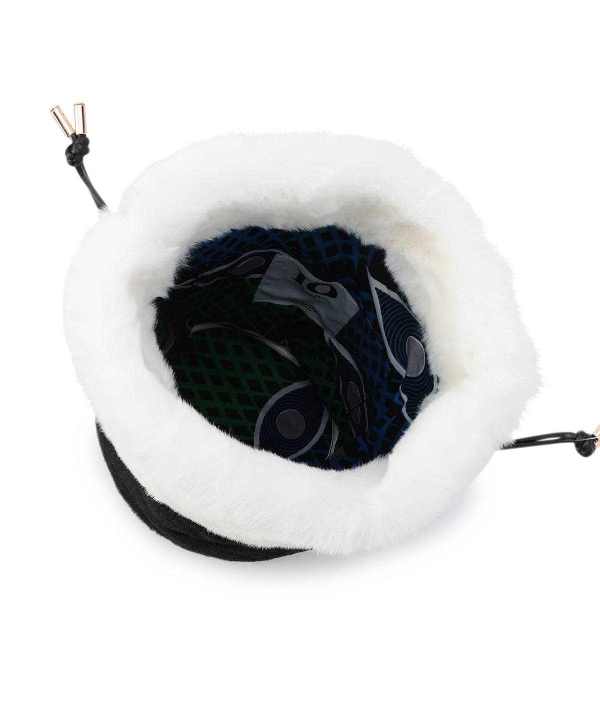 Eco Fur Drawstring Bag(Medium)WHITE×BLACK