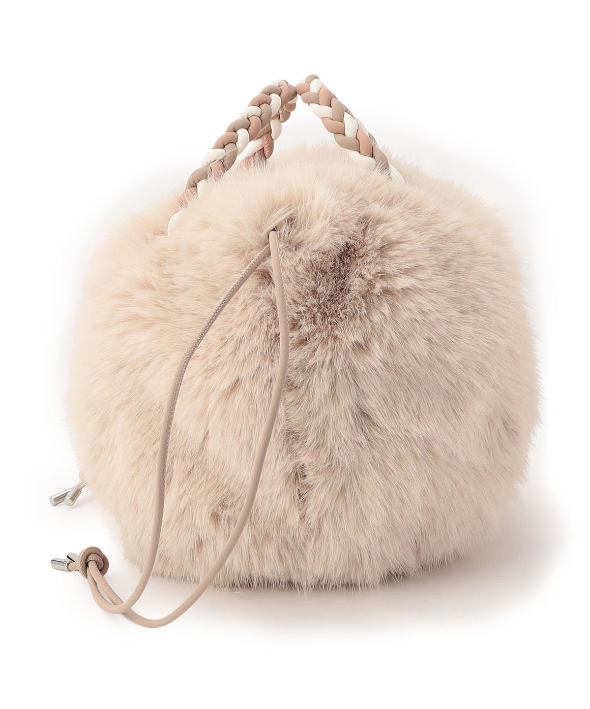 Long Fur Drawstring Bag BEIGE