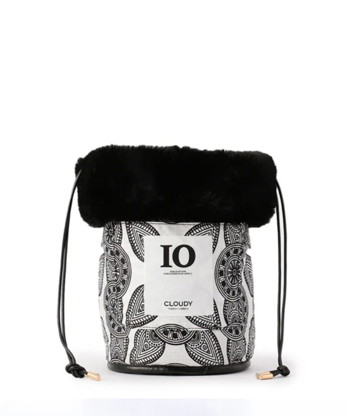 Eco Fur Drawstring Bag (Small) BLACK