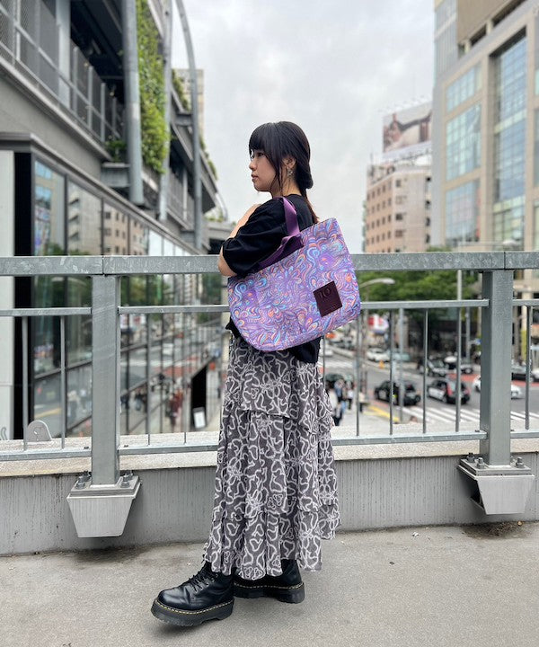 African Textile Mesh Tote Bag (Medium) PURPLE