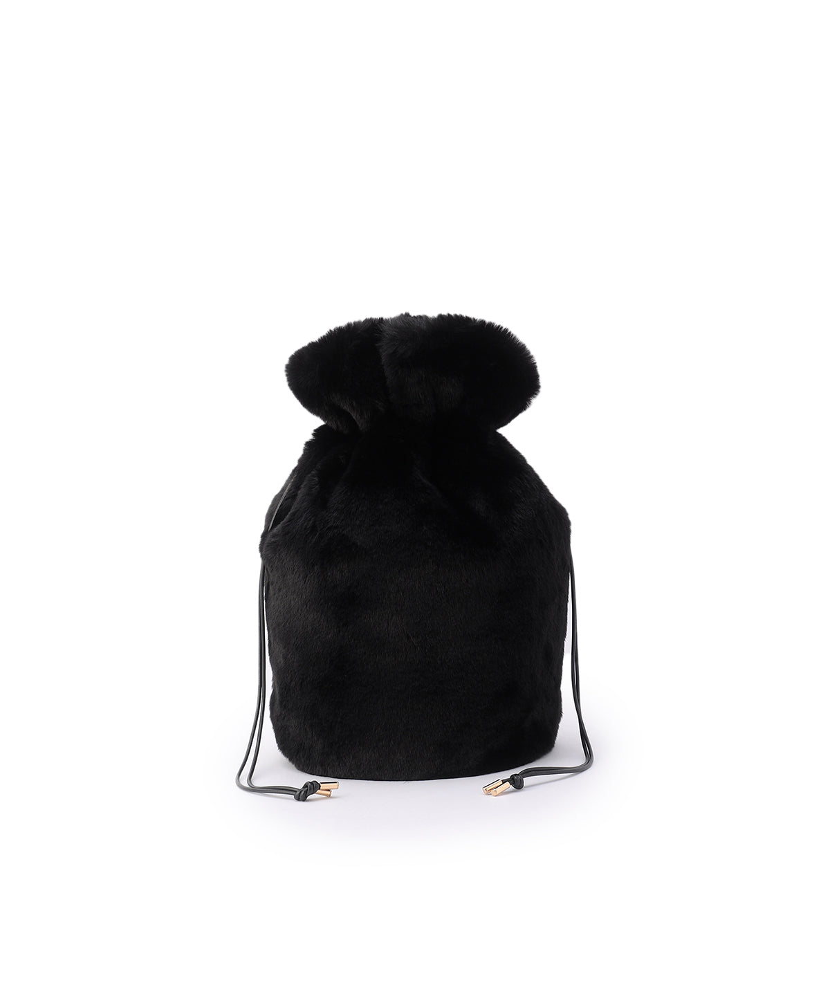 Eco Fur Drawstring Bag(Medium)BLACK