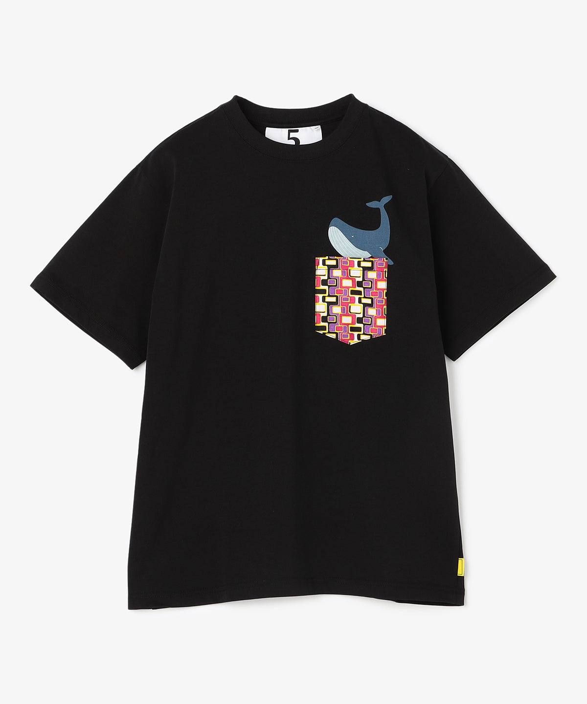 ◆関税込◆ PATOUレースカラー付き コットンTシャツ/Black ポケットTシャツ Whale BLACK