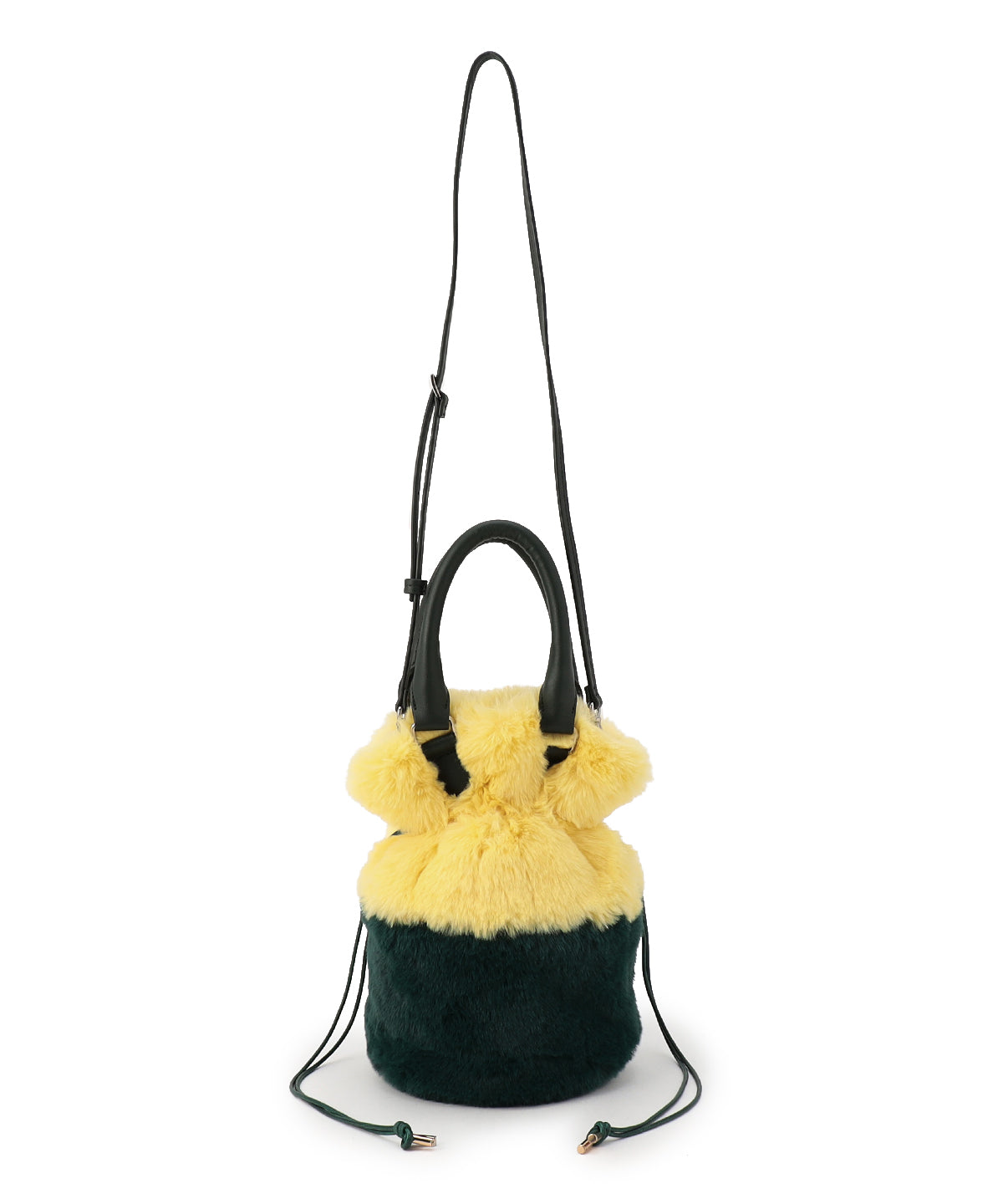 Eco Fur Drawstring Shoulder Bag YELLOW×GREEN