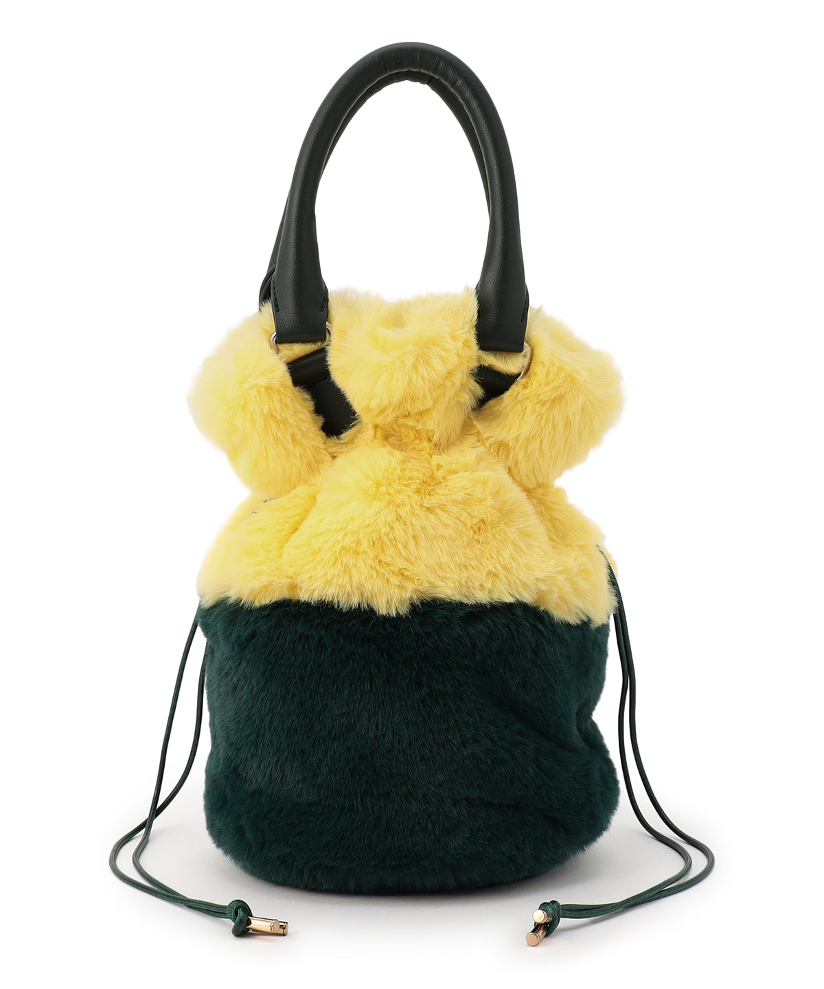 Eco Fur Drawstring Shoulder Bag YELLOW×GREEN