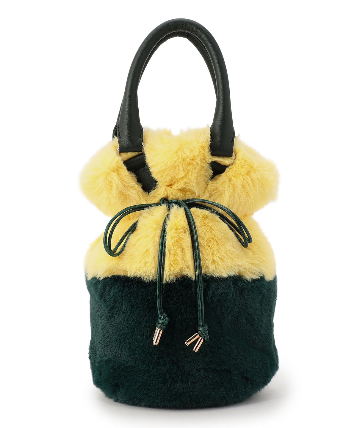 Eco Fur Drawstring Shoulder Bag YELLOW×GREEN